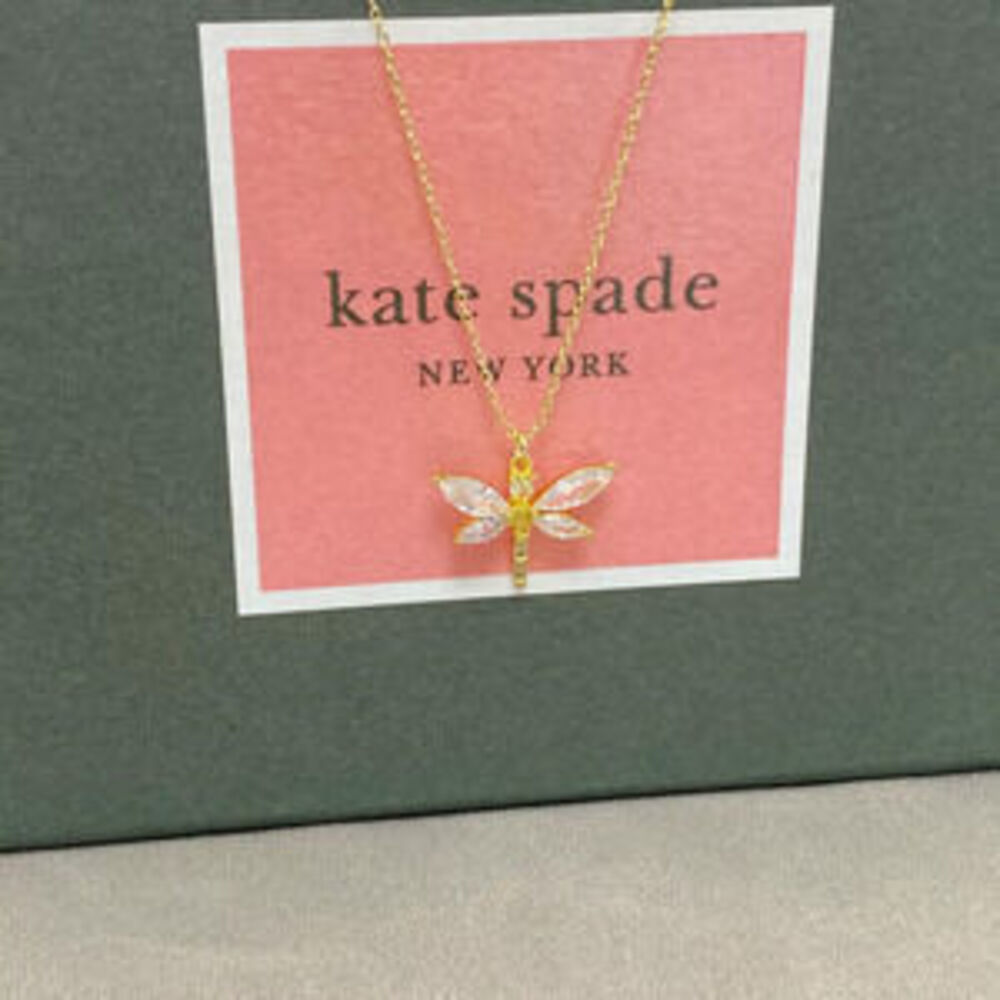 kate spade Gold Crystal Dragonfly Pendant Short Necklace